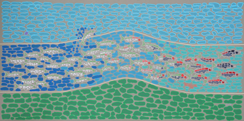 Painting os salmon run - abstract