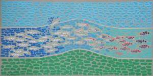 Painting os salmon run - abstract