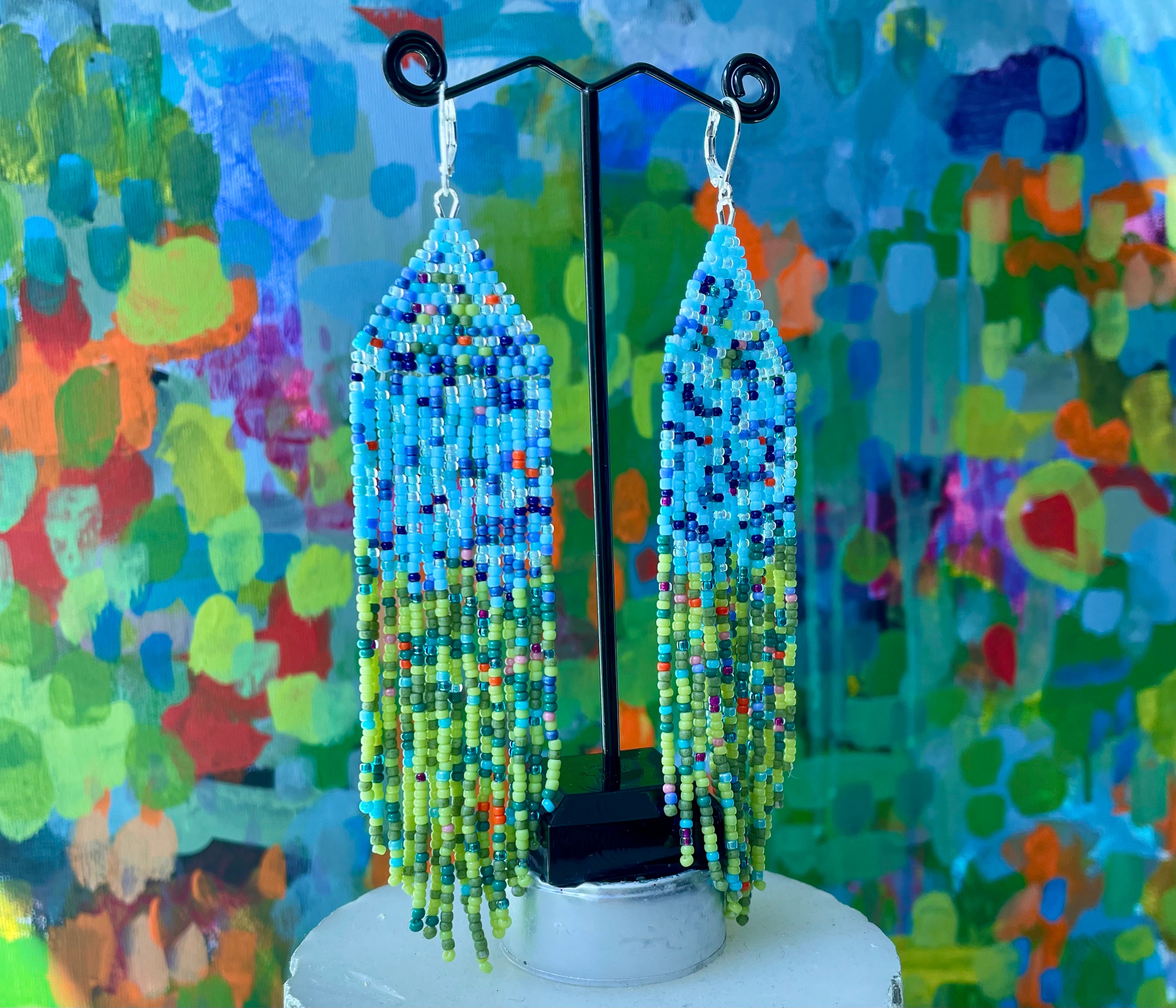 beaded fringe earrings