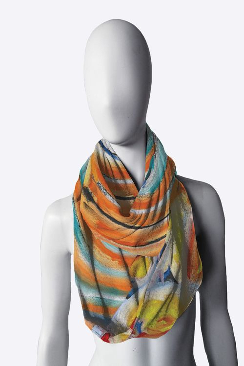 Knit infinity scarf - Sunflowers $60.