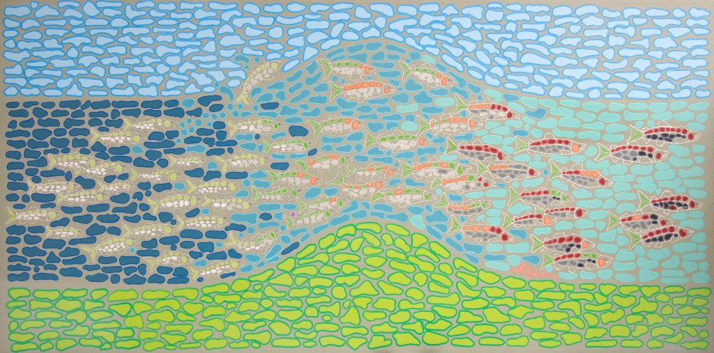Salmon Run (4) 36" x 18" 